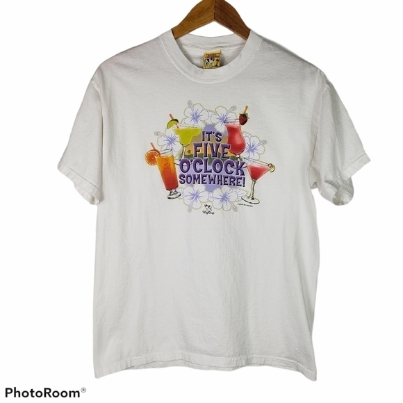 Big Dogs "It's Five O'clock Somewhere" White Tee - Picture 1 of 7